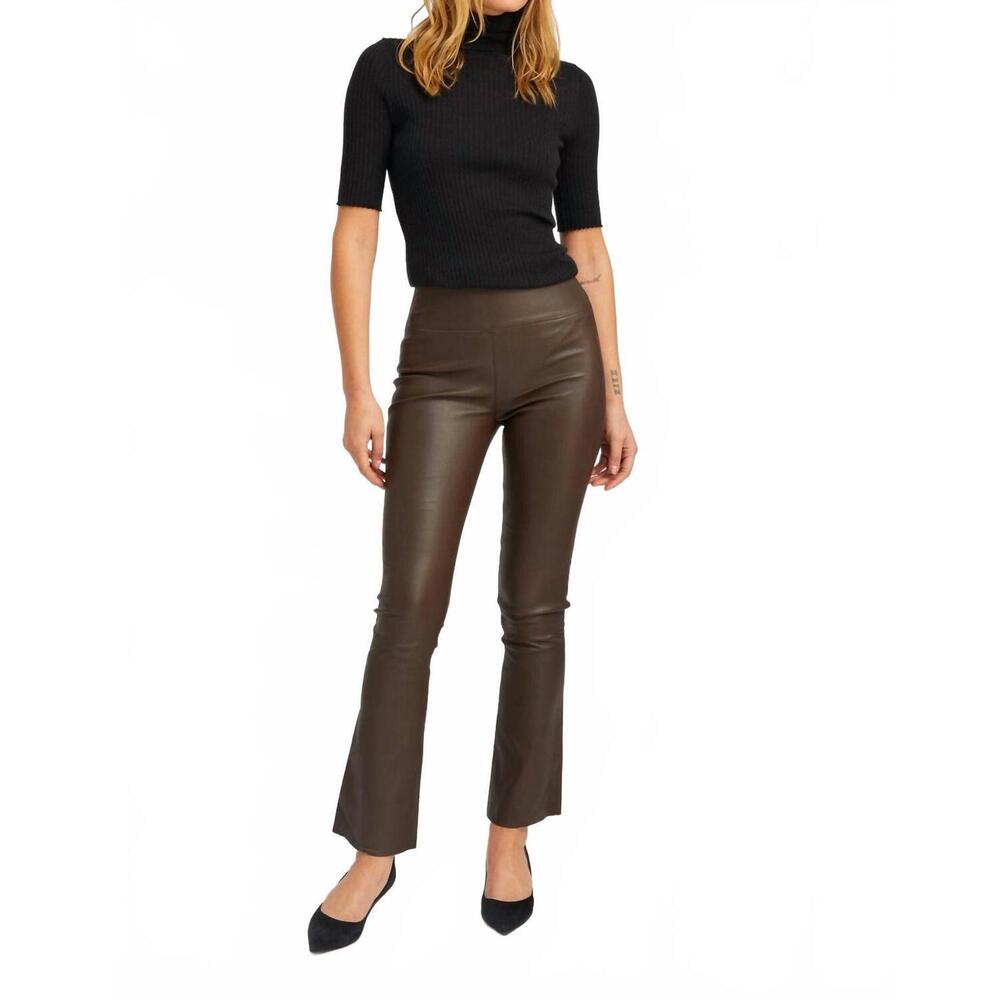 NEW SPRWMN jackie leather ankle flare leggings in americano